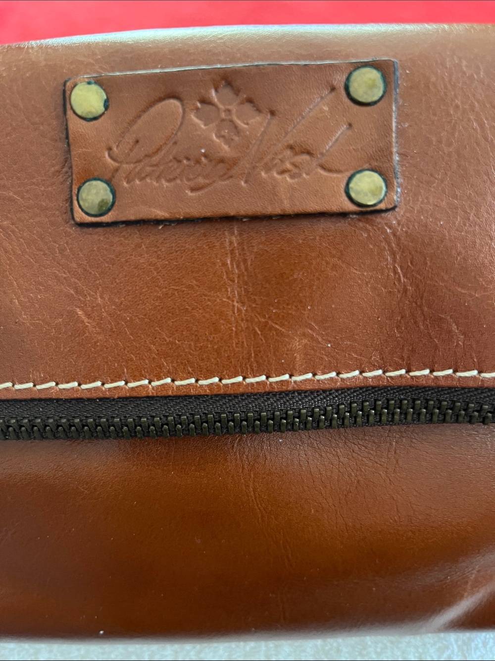 Patricia Nash Chestnut Brown Leather Travel Dopp Kit